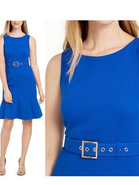 Calvin Klein Sleeveless Belted Flare-Hem
Sheath Dress Size 4 6 or 8